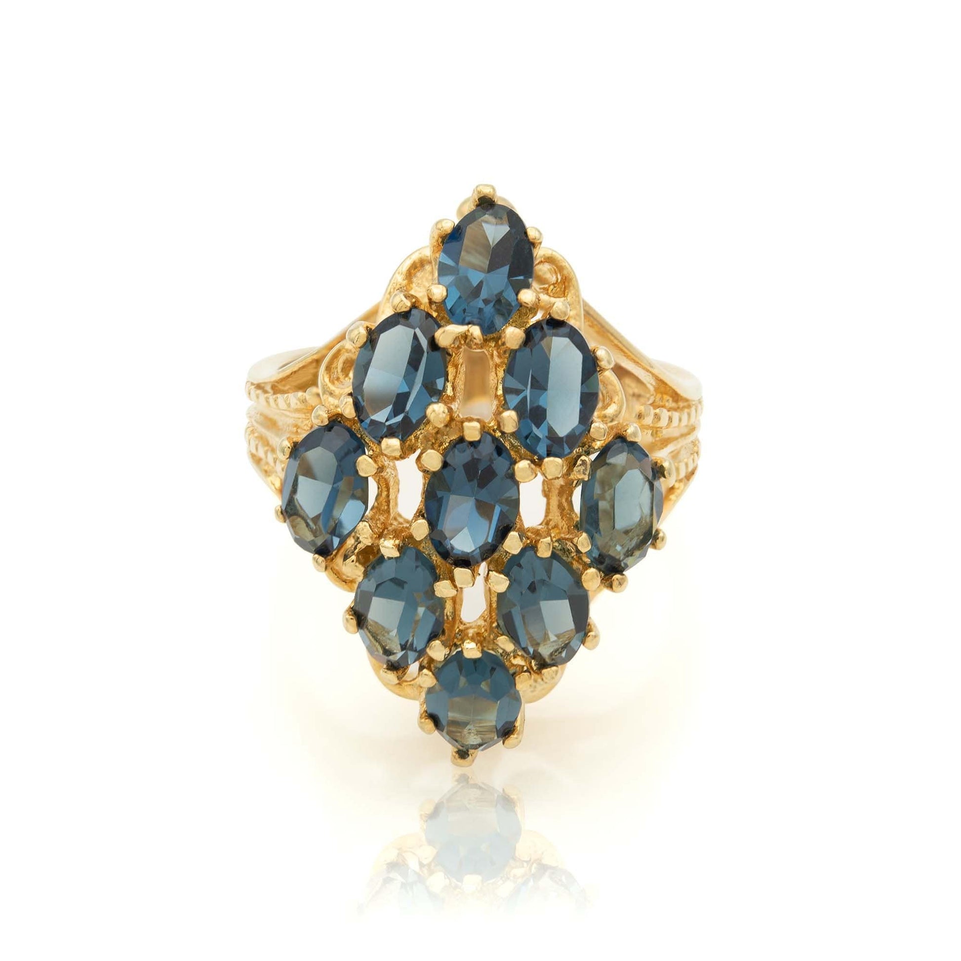 Penelope Sapphire Austrian Crystal Cocktail Ring - 18k Gold Electroplated jewelry image 1