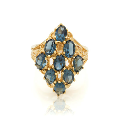 Penelope Sapphire Austrian Crystal Cocktail Ring - 18k Gold Electroplated jewelry image 1