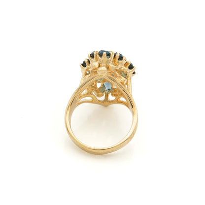 Penelope Sapphire Austrian Crystal Cocktail Ring - 18k Gold Electroplated jewelry image 1