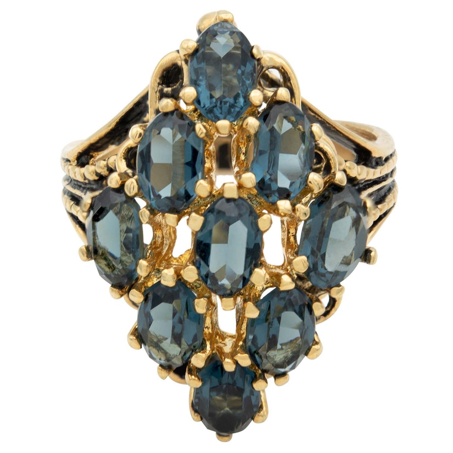 Vintage Sapphire Austrian Crystal Cocktail Ring - 18k Gold Electroplated Art Deco Style #R284 jewelry image 1