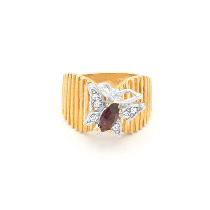 Vintage 1980s Amethyst Butterfly Ring - 18k Gold Electroplated with Austrian Crystals jewelry image 1