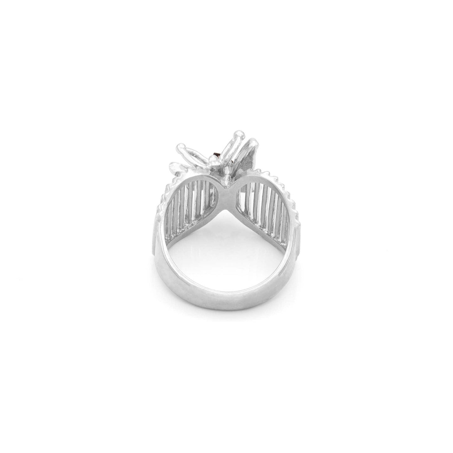 Vintage 1980s Sophia Sapphire Butterfly Ring - 18k White Gold Electroplated with Austrian Crystals jewelry image 1