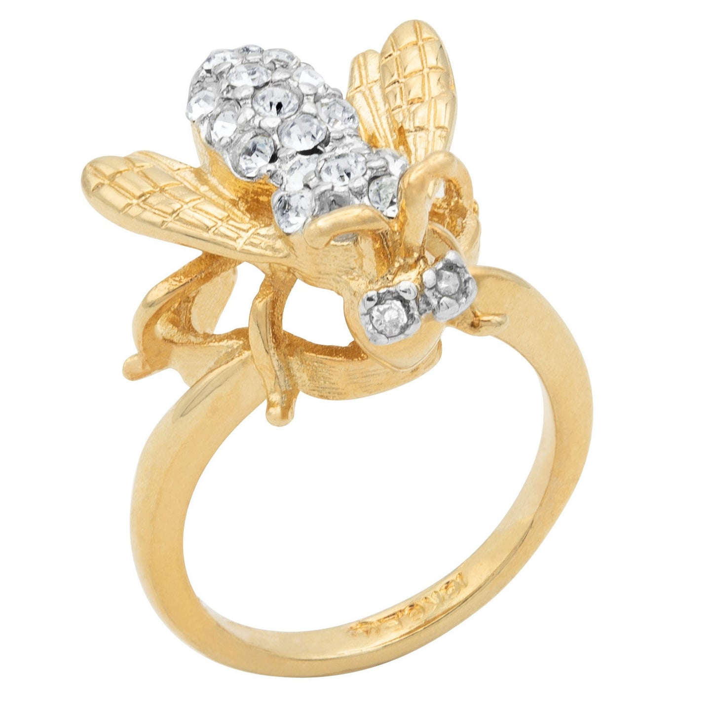 Ava Crystal Bee Ring - Clear Austrian Crystals, 18k Yellow Gold Electroplated jewelry image 1