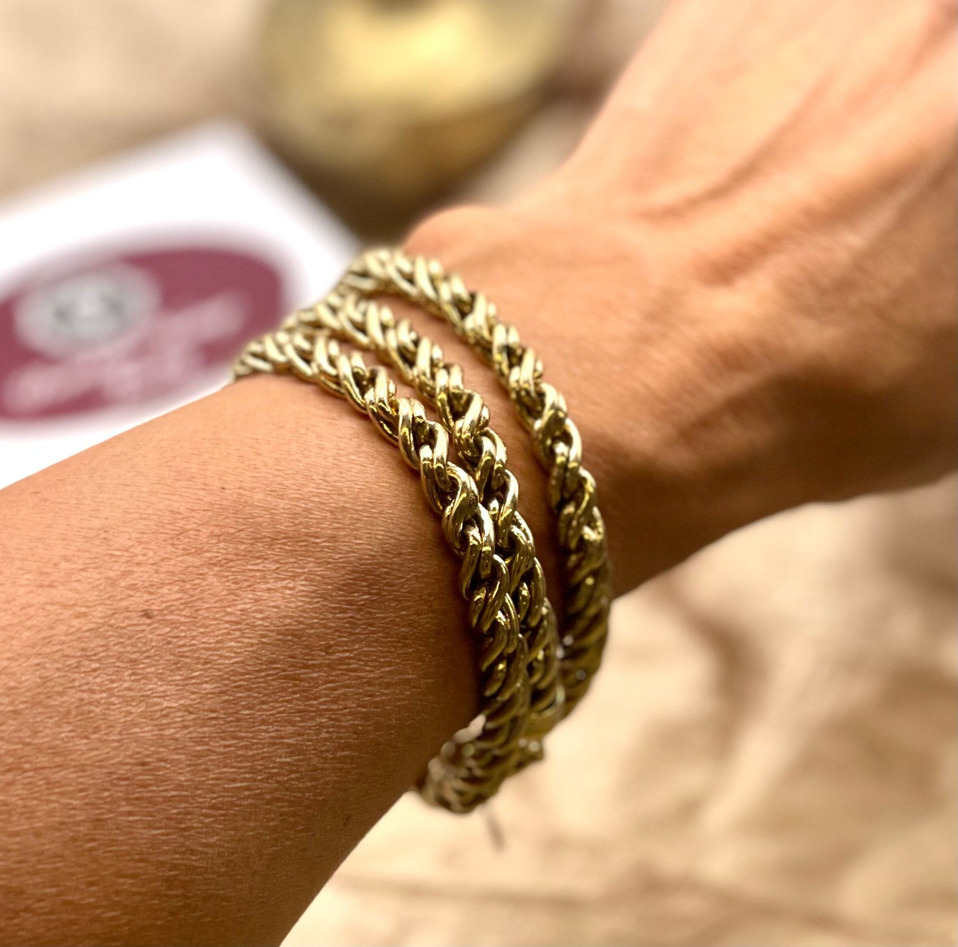 Vintage Oscar de la Renta Twisted Rope Chain Bracelet - Gold Tone jewelry image 1