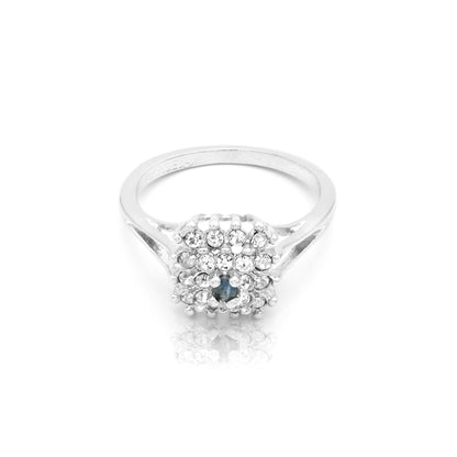 Riley Genuine Sapphire Ring with Austrian Crystals - 18k White Gold Electroplated jewelry image 1