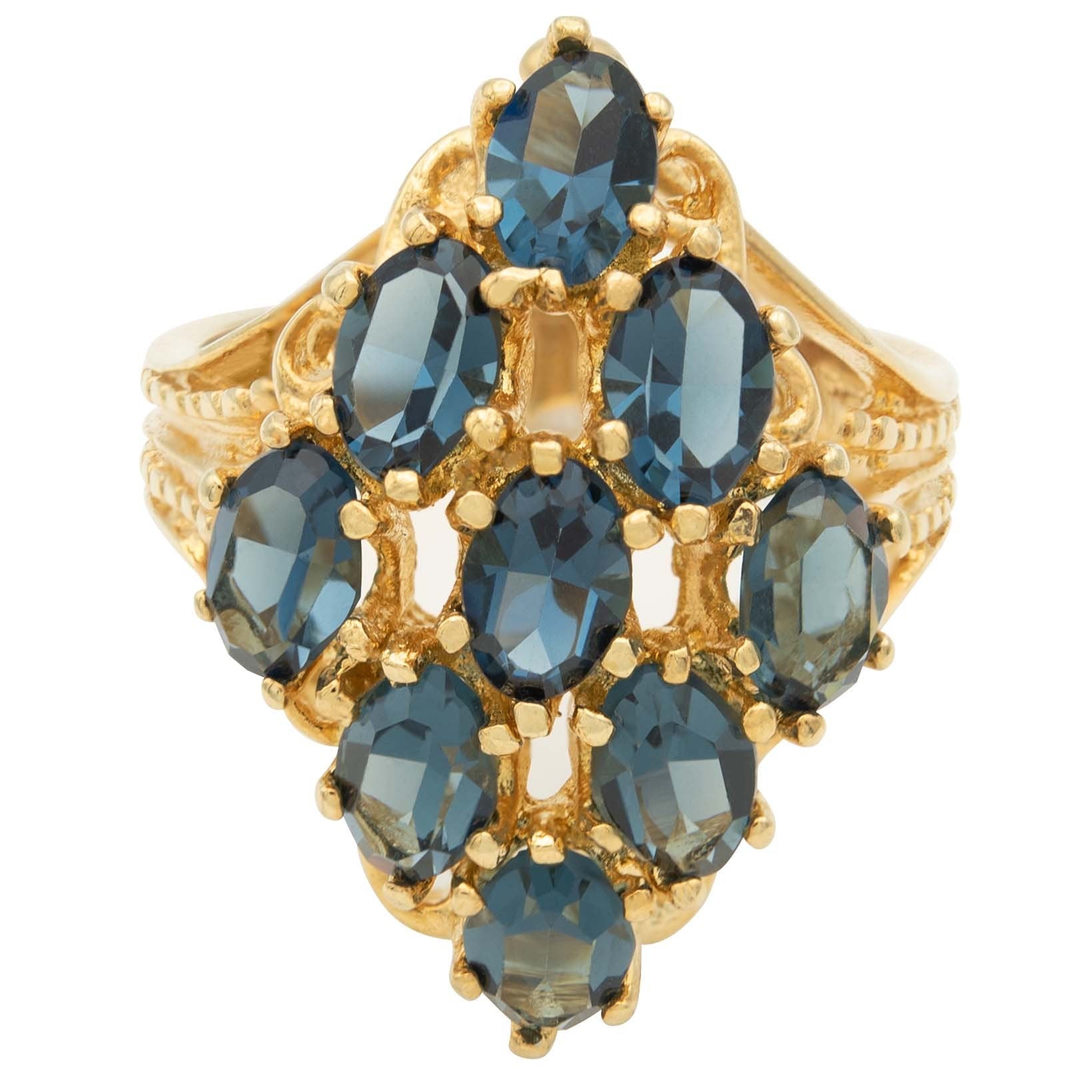 Penelope Sapphire Austrian Crystal Cocktail Ring - 18k Gold Electroplated jewelry image 1