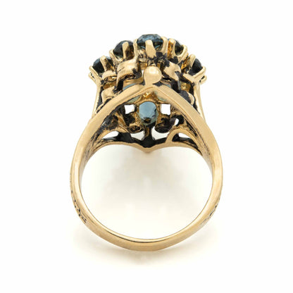 Vintage Sapphire Austrian Crystal Cocktail Ring - 18k Gold Electroplated Art Deco Style #R284 jewelry image 1