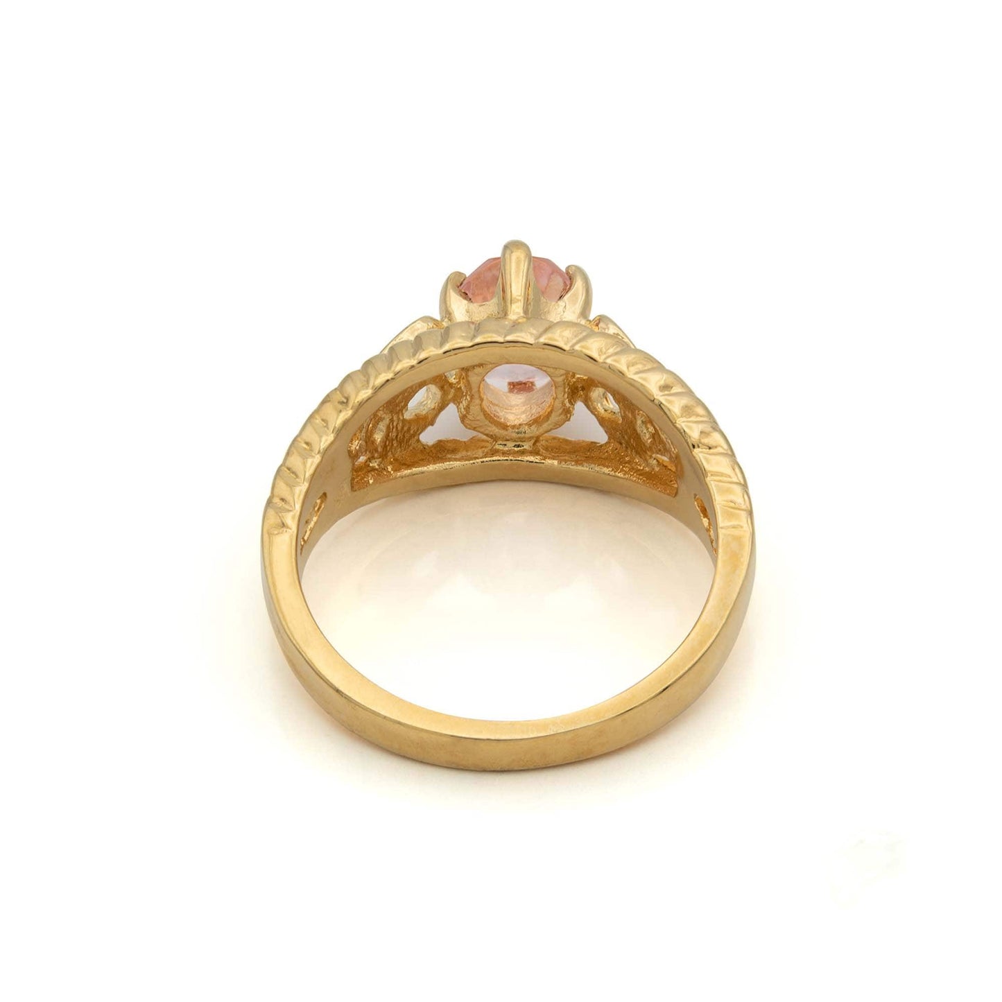 Elsie Pink Tourmaline Crystal 18k Gold Electroplated Filigree Cocktail Ring jewelry image 1
