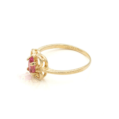 Maisie Vintage Pink Tourmaline Austrian Crystal Ring - 18k Gold Electroplated jewelry image 1