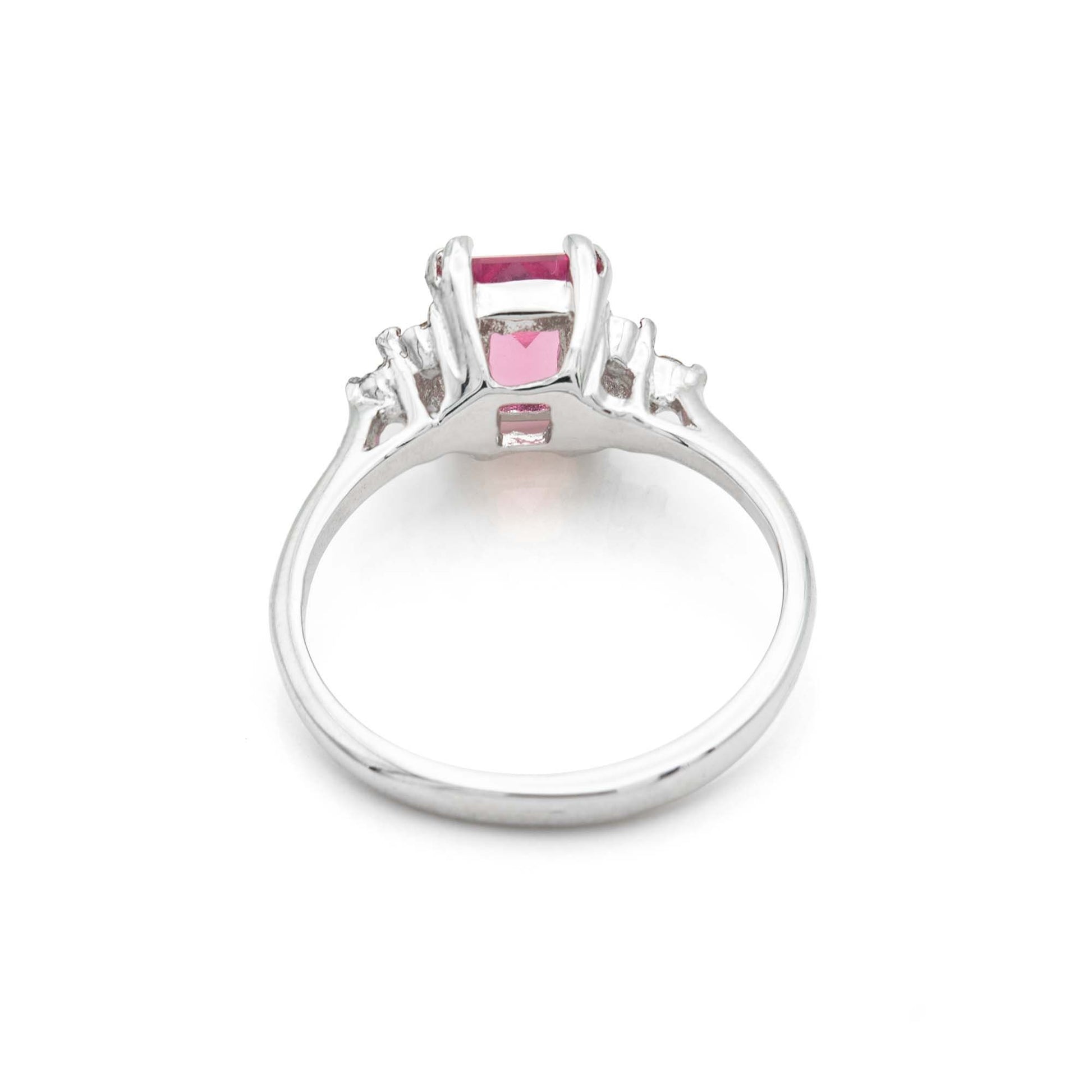 Emily Vintage 1980s Pink Tourmaline Crystal & Clear Swarovski Crystals 18k White Gold Electroplated Ring jewelry image 1