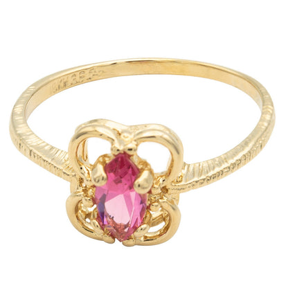 Maisie Vintage Pink Tourmaline Austrian Crystal Ring - 18k Gold Electroplated jewelry image 1