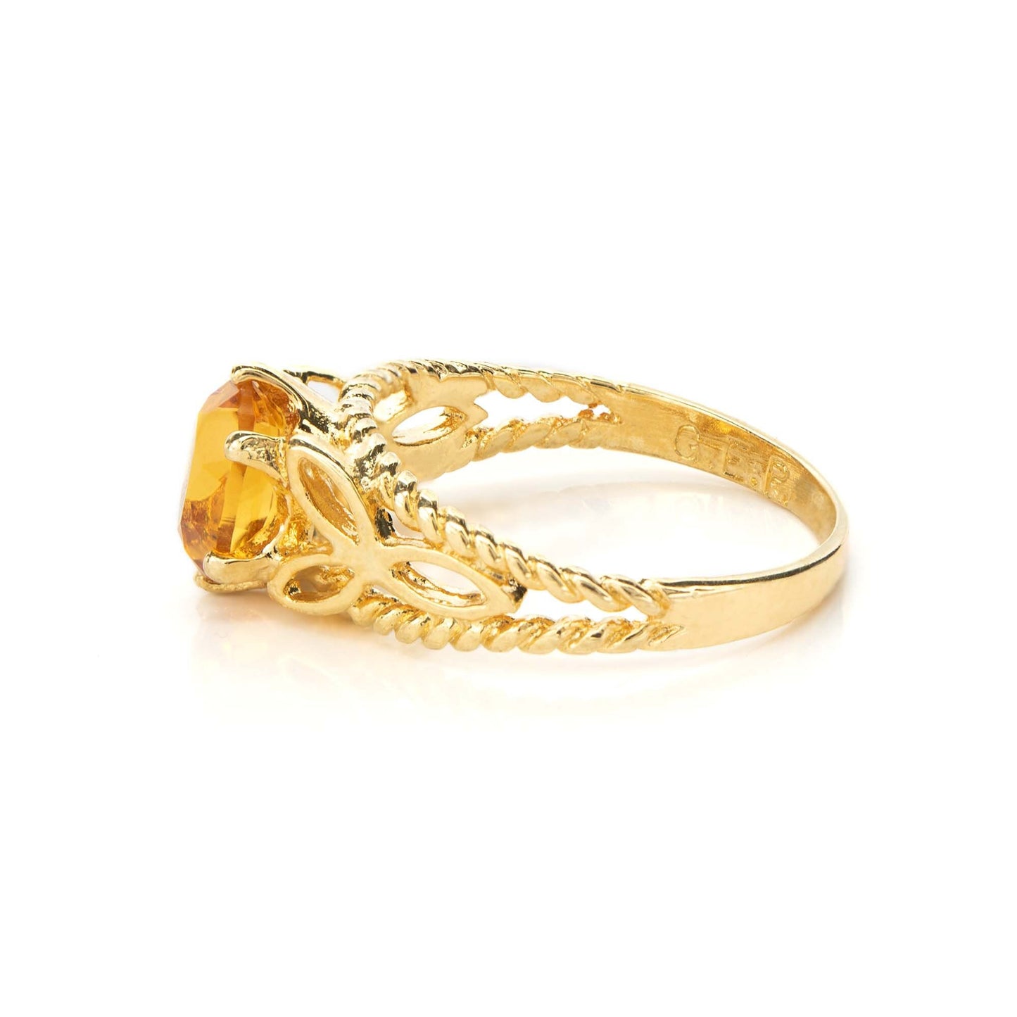 Victoria Light Topaz Austrian Crystal Filigree Cocktail Ring - 18k Gold Electroplated jewelry image 1
