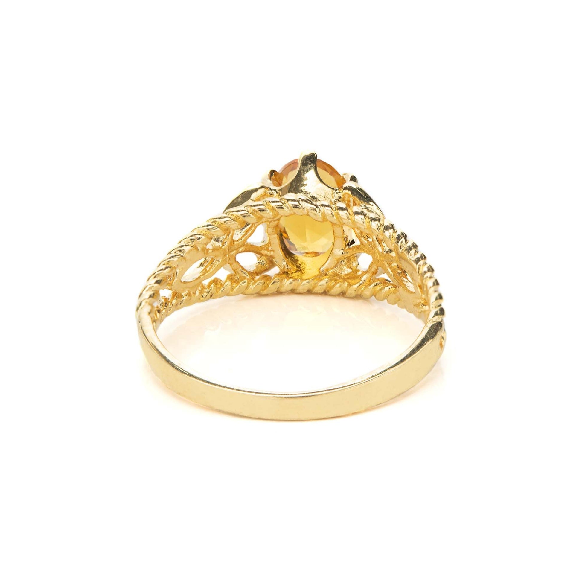Victoria Light Topaz Austrian Crystal Filigree Cocktail Ring - 18k Gold Electroplated jewelry image 1