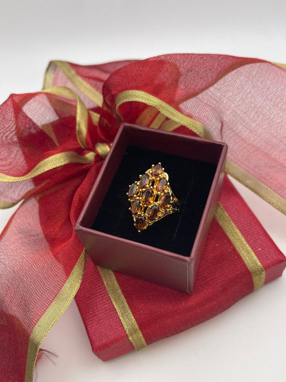 Clarisa Smoky Topaz Austrian Crystal Cocktail Ring - 18k Yellow Gold Electroplated jewelry image 1