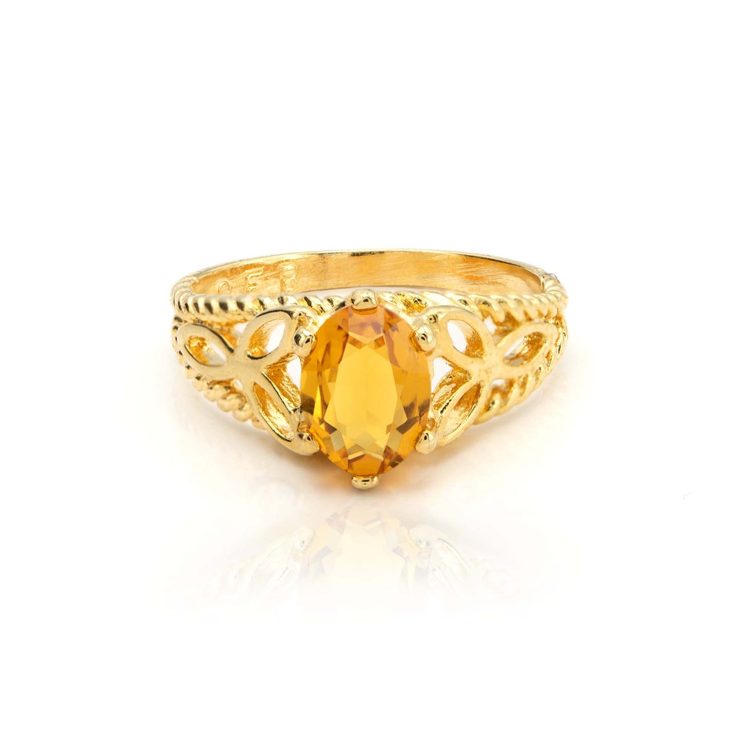 Victoria Light Topaz Austrian Crystal Filigree Cocktail Ring - 18k Gold Electroplated jewelry image 1