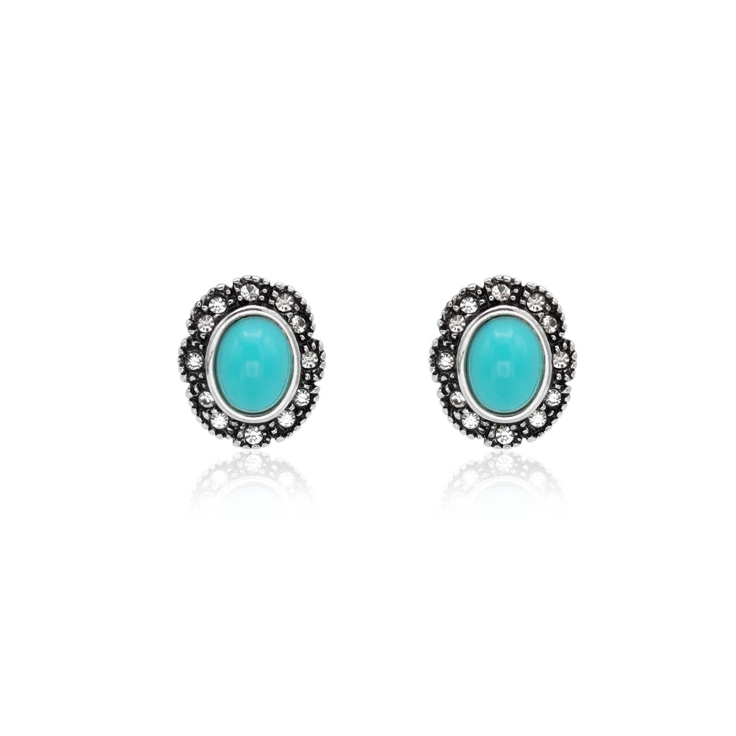 Vintage Black Onyx and Clear Austrian Crystal Post Earrings - Antiqued White Gold Electroplated jewelry image 1