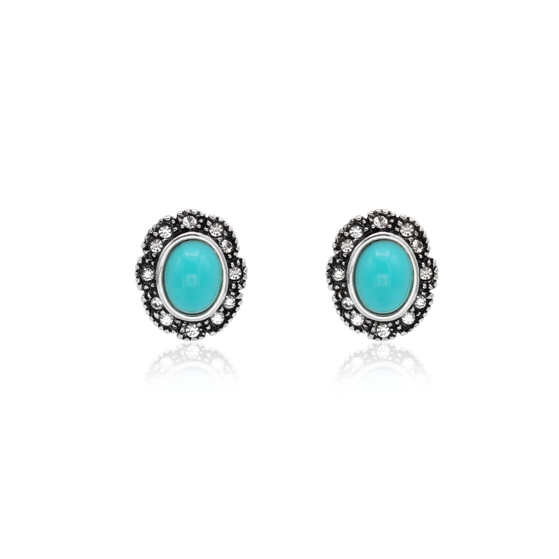 Vintage Black Onyx and Clear Austrian Crystal Post Earrings - Antiqued White Gold Electroplated jewelry image 1