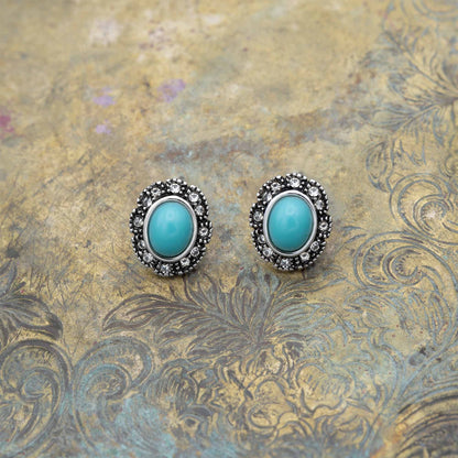 Vintage Black Onyx and Clear Austrian Crystal Post Earrings - Antiqued White Gold Electroplated jewelry image 1