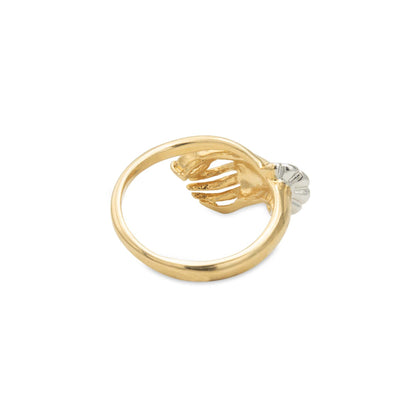 Vintage 1980s Victorian Hand Design Ring with Clear Crystal - 18k Gold Electroplated jewelry image 1