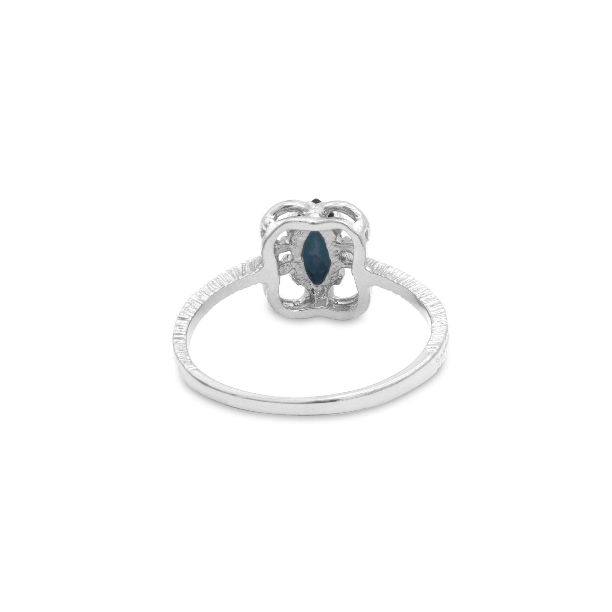 Vintage Marquise Cut Sapphire Austrian Crystal Ring - 18k White Gold Electroplated - Made in USA jewelry image 1