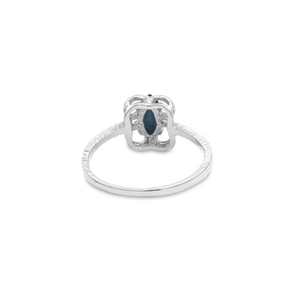 Vintage Marquise Cut Sapphire Austrian Crystal Ring - 18k White Gold Electroplated - Made in USA jewelry image 1