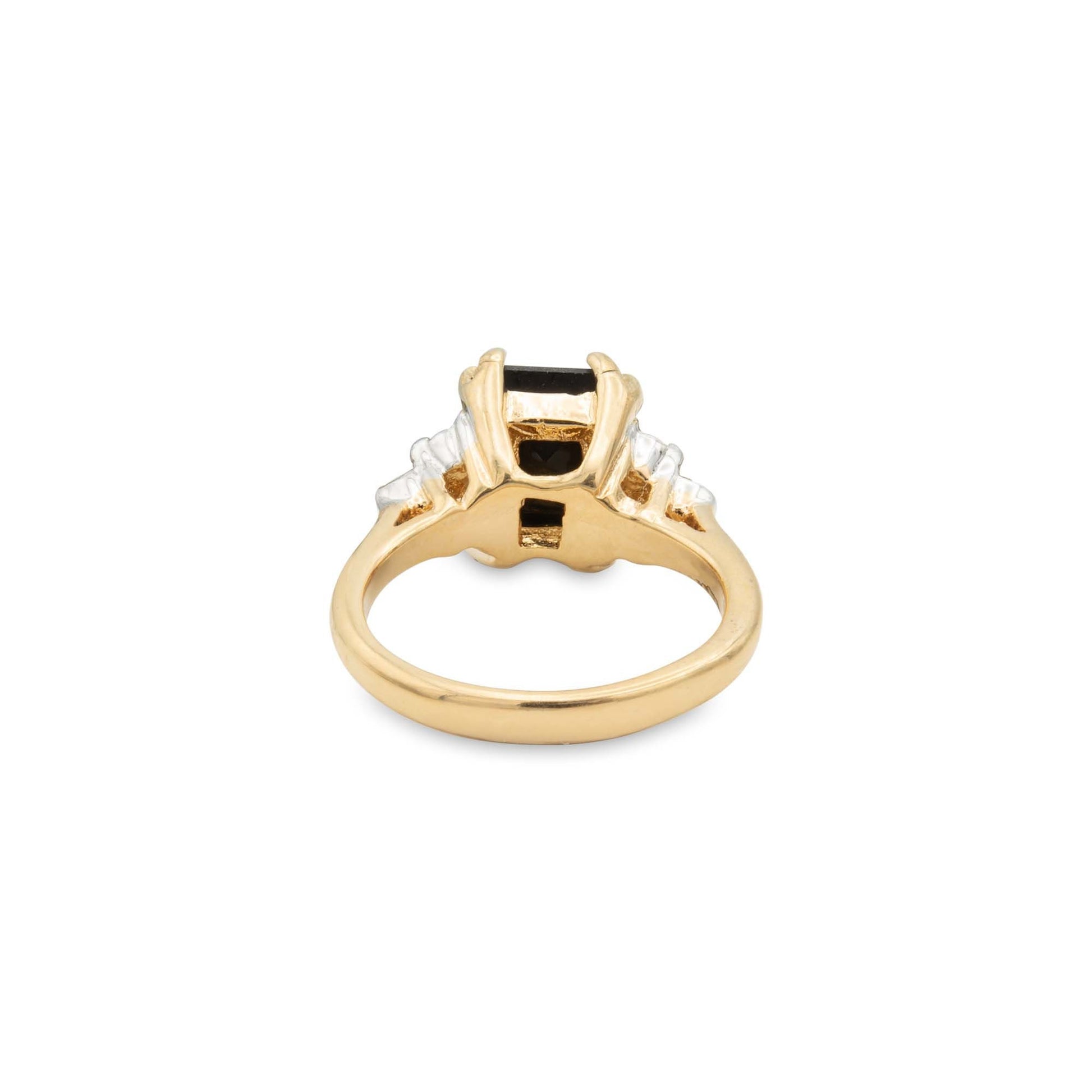 Sadie Vintage 1980s 18k Gold Electroplated Ring with Black Emerald Cut Austrian Crystal jewelry image 1