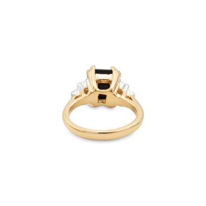 Sadie Vintage 1980s 18k Gold Electroplated Ring with Black Emerald Cut Austrian Crystal jewelry image 1