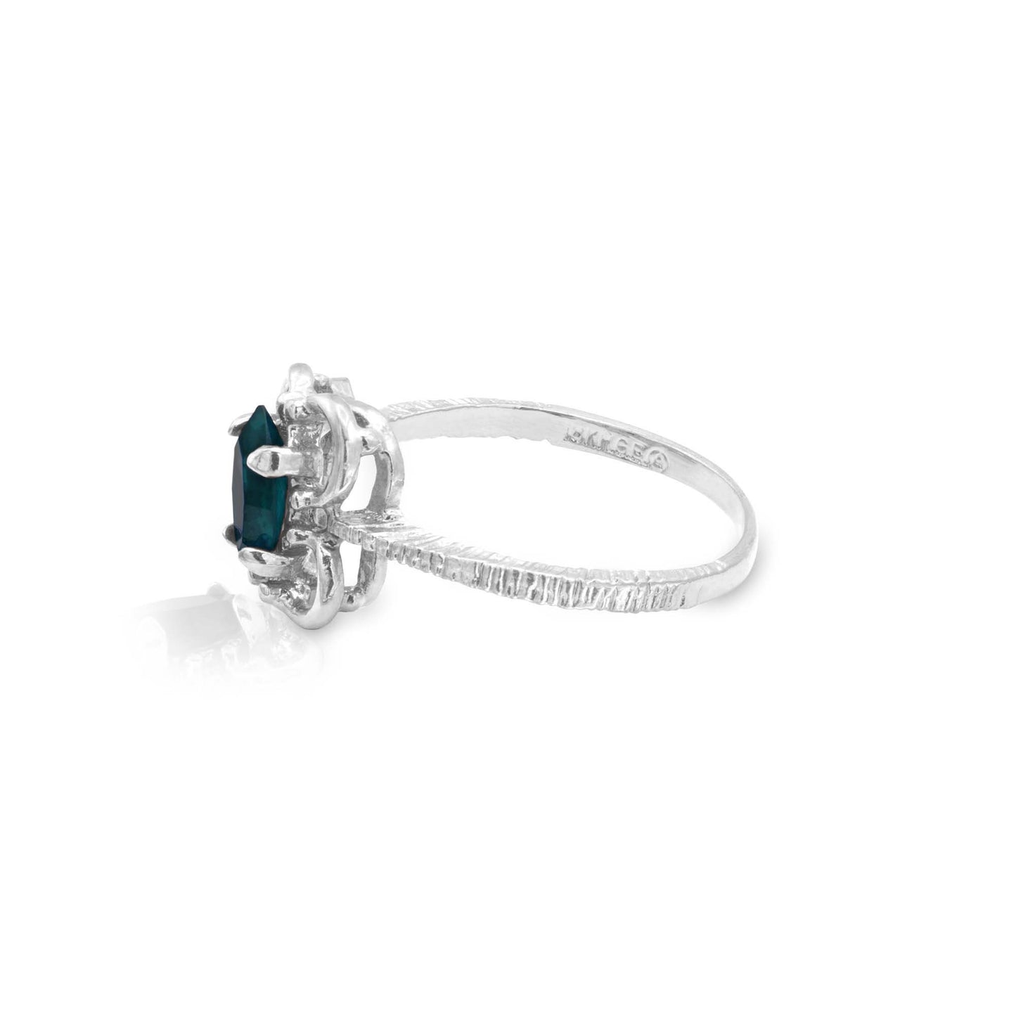 Vintage Marquise Cut Jet Black Austrian Crystal Cocktail Ring in 18k White Gold Electroplate jewelry image 1