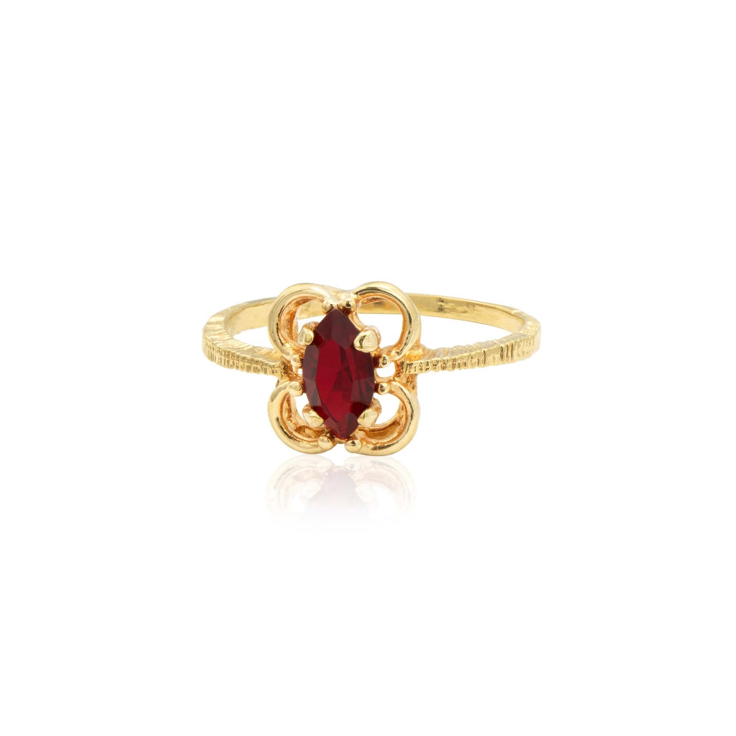 Vintage Marquise Ruby Austrian Crystal Ring - 18k Yellow Gold Electroplated - Made in USA jewelry image 1