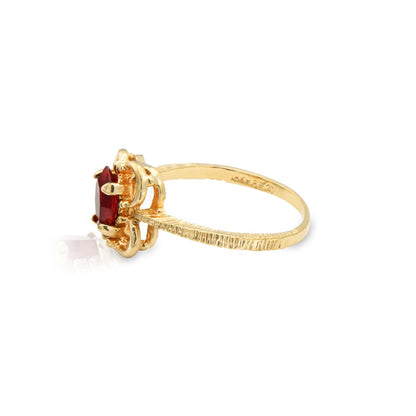 Vintage Marquise Ruby Austrian Crystal Ring - 18k Yellow Gold Electroplated - Made in USA jewelry image 1