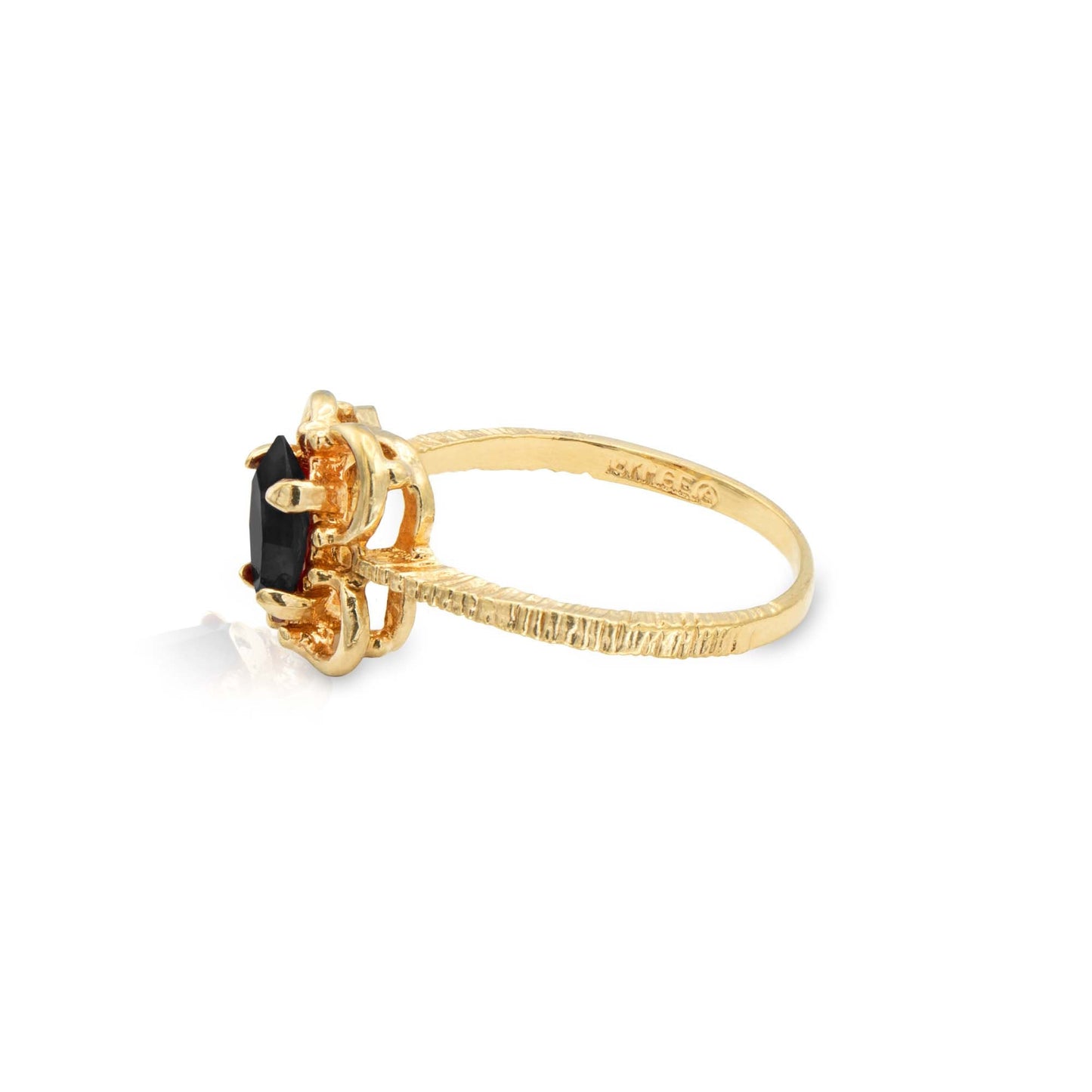Vintage Jet Black Marquise Austrian Crystal Ring – 18k Yellow Gold Electroplated – Made in USA jewelry image 1
