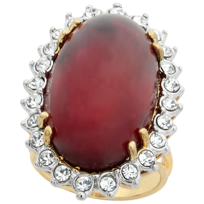Vintage 1970s Ruby Crystal Cocktail Ring – 18k HGE Gold Plated, Made in USA jewelry image 1