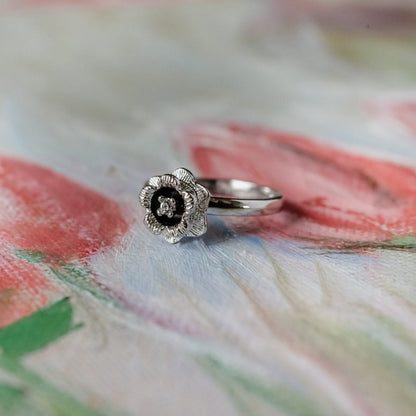 Vintage Flower Ring - 18k White Gold Electroplated with Clear Austrian Crystal jewelry image 1