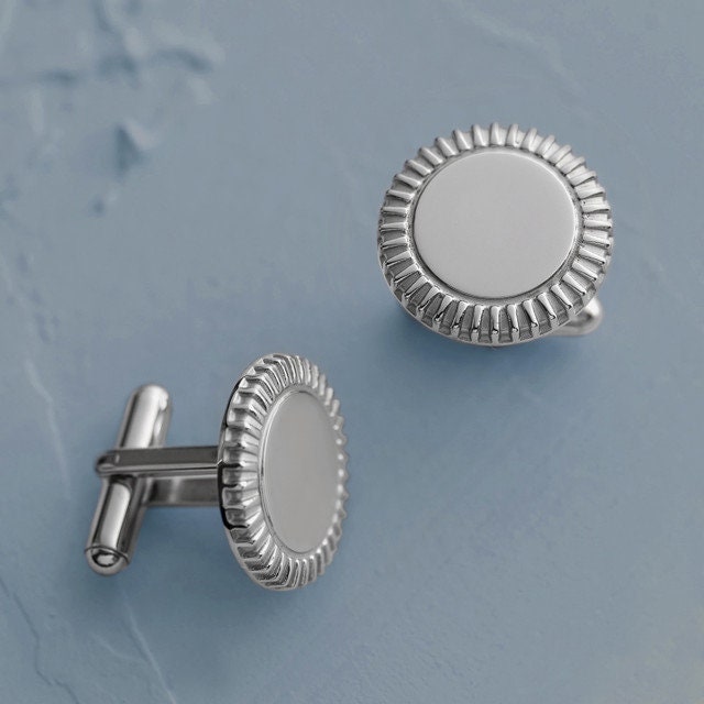 Engravable Oval Stainless Steel Cufflinks - Personalized Monogram Initials jewelry image 1