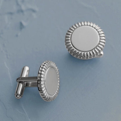 Engravable Oval Stainless Steel Cufflinks - Personalized Monogram Initials jewelry image 1