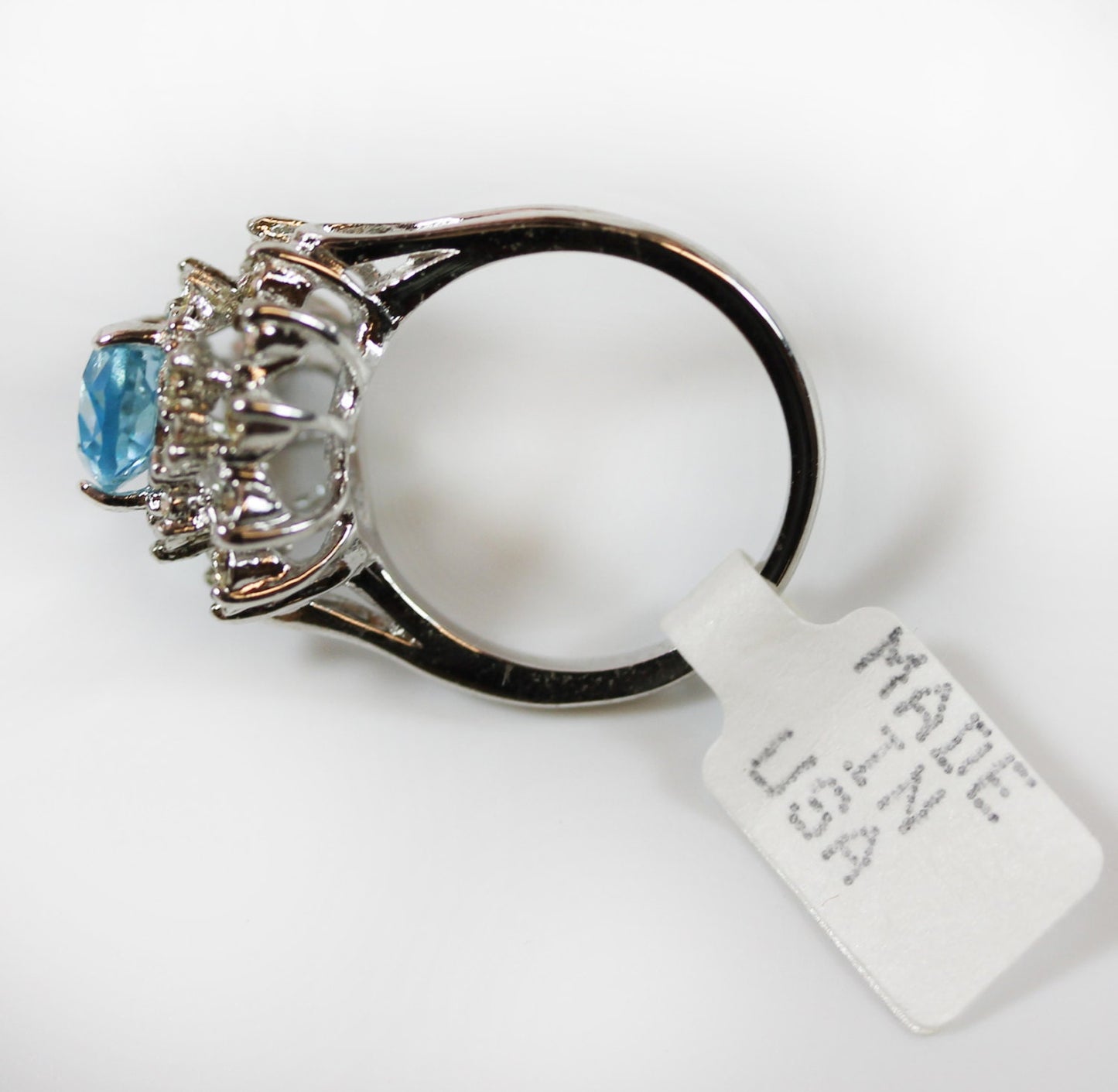 Vintage Victorian Style Aquamarine Austrian Crystal Cocktail Ring - 18k Gold Electroplated jewelry image 1