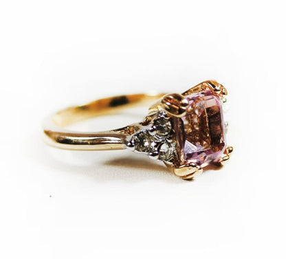 Vintage 1980s Amethyst Swarovski Crystal Ring with Clear Crystal Accents - 18k Gold Electroplated - Made in USA jewelry image 1