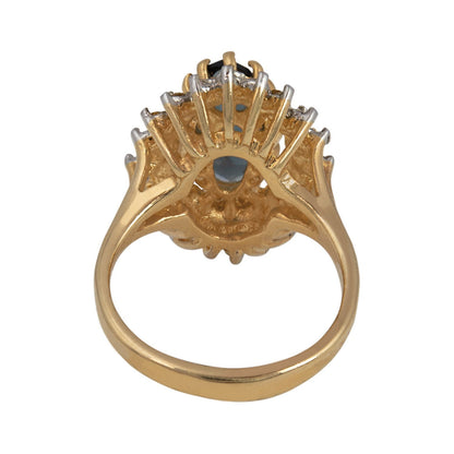 Vintage Sapphire Austrian Crystal Cocktail Ring - 18k Gold Electroplated jewelry image 1