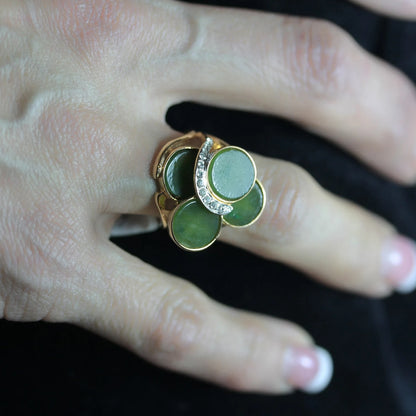 A Vintage Ring Genuine Stone Cocktail Ring 18k Gold Antique Womans Handmade Jewelry