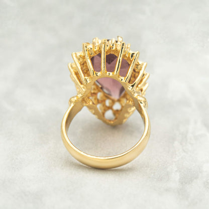 Victorian Style Amethyst Austrian Crystal Cocktail Ring – 18k Gold Electroplated #R212 jewelry image 1