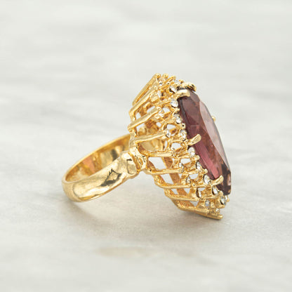 Victorian Style Amethyst Austrian Crystal Cocktail Ring – 18k Gold Electroplated #R212 jewelry image 1