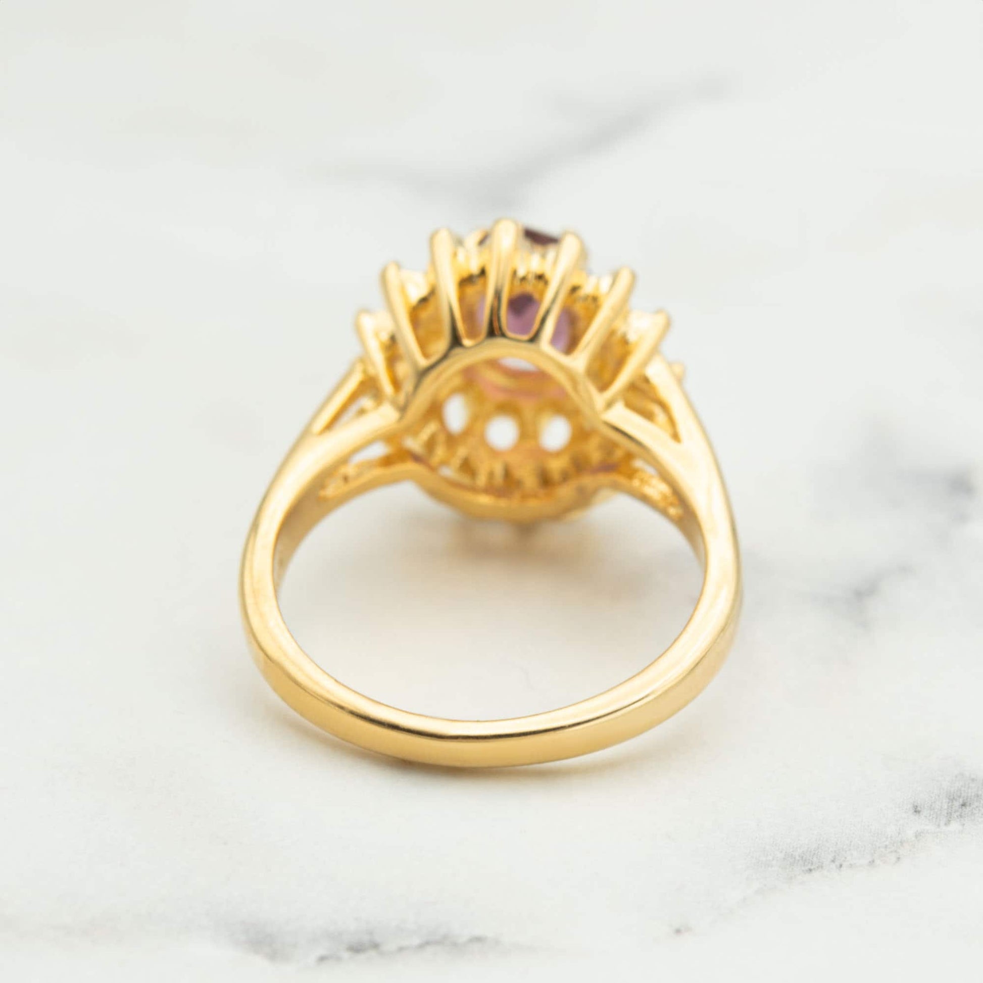 Vintage Amethyst Austrian Crystal Cocktail Ring - 18k Gold Electroplated jewelry image 1