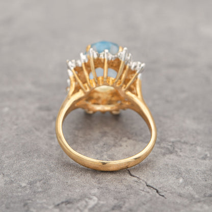 Vintage 1970s Aquamarine Austrian Crystal Cocktail Ring - 18k Gold Electroplated - Made in USA jewelry image 1