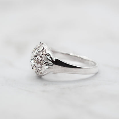 Vintage 1970s Edwardian Style Princess Ring - 18k White Gold Electroplated with Austrian Crystals jewelry image 1