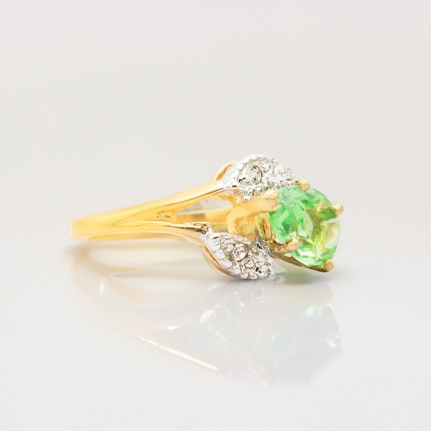 Vintage 1980s Pink Tourmaline Austrian Crystal Pear Cut Ring - 18k Gold Electroplated jewelry image 1