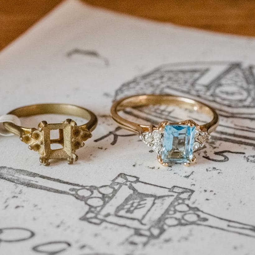 Vintage 1980s Aquamarine and Clear Crystal Ring – 18k Gold Electroplated Band – March Birthstone jewelry image 1