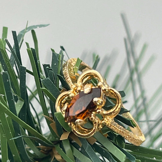 Kate Smoky Topaz Austrian Crystal Ring - 18k Yellow Gold Electroplated Marquise Cut jewelry image 1