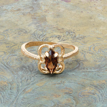 Kate Smoky Topaz Austrian Crystal Ring - 18k Yellow Gold Electroplated Marquise Cut jewelry image 1