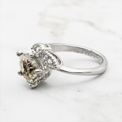Vintage Black Diamond Austrian Crystal Pear Cut Ring - 18k Gold Electroplated jewelry image 1