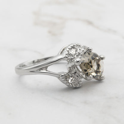 Vintage Black Diamond Austrian Crystal Pear Cut Ring - 18k Gold Electroplated jewelry image 1